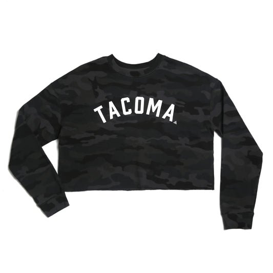 Tacoma LTD Women's Cropped Crewneck - Black Camo